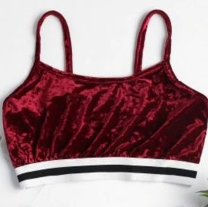 Red crop top shirt red buttie shorts